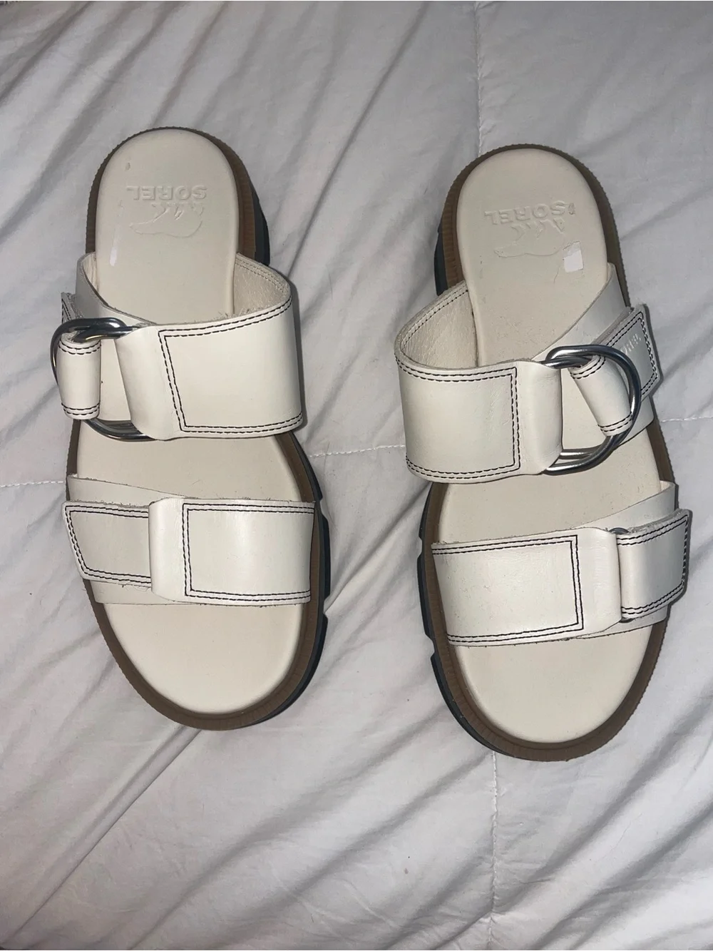 Sorel Cream Double-Strap Buckle leather, chunky Sandals - Picture 1 of 13